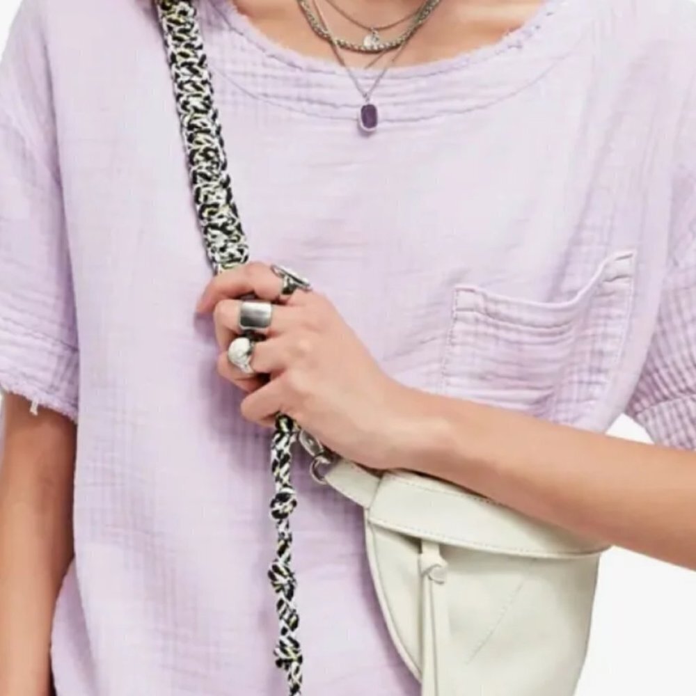 We The Free People Purple Palo Alto Pocket Tee Top Size Small